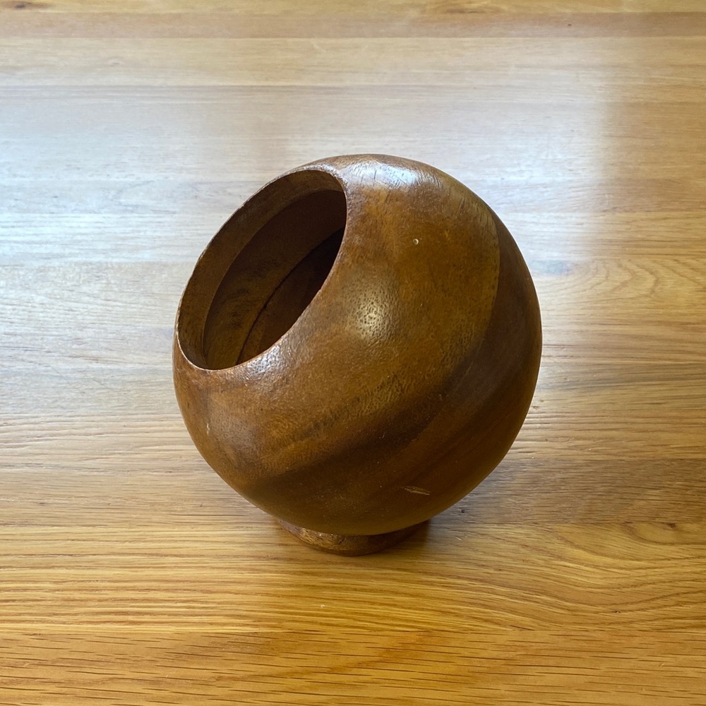 Vintage Wood Orb Salt Cellar
